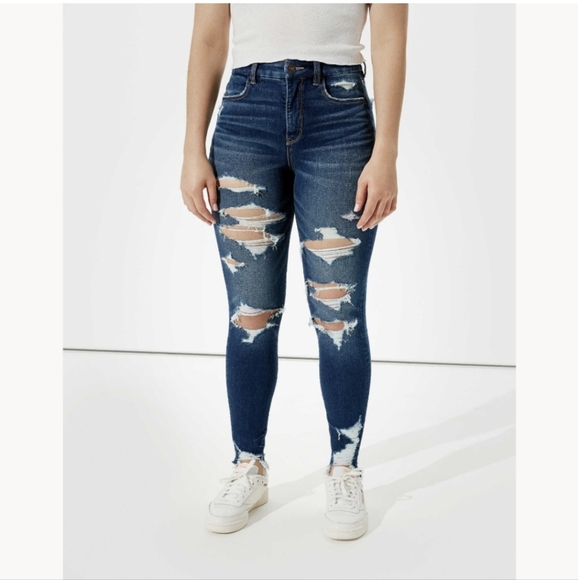 American Eagle Outfitters Denim - AEO Curvy Dream Jean High Rise Jeggings Ripped Distressed Sz 12 American Eagle
